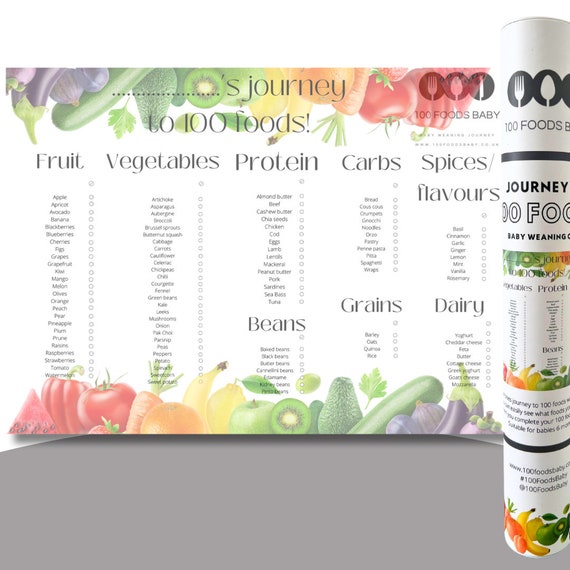 A3 baby first foods 100 foods before one weaning chart baby weaning essentials keepsake 100 foods baby baby led weaning baby gift