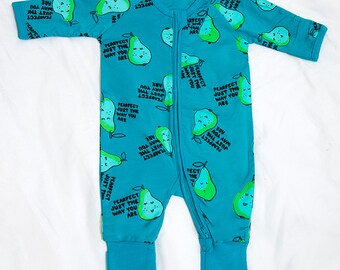 Pear-fect baby zip sleepsuit