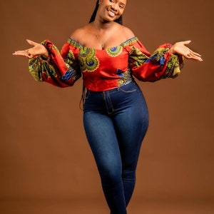 African Print Marie Top
