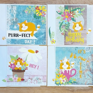 XL-4er-Set Grußkarten, Katze, Geschenk, Kleinigkeit, Überraschung, Katzenliebhaber, Familie, Deko, Cat-Lady, Red Cat, Katzenfan, Mitbringsel