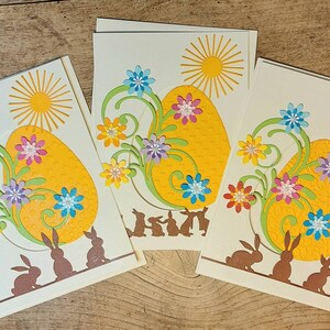 3er-Set Osterkarten, Ostern, Ostergruß, handgemacht, Osterdekoration, Grußkarte, Frühling, Geschenk, Kleinigkeit , Überraschung, Blumen Deko