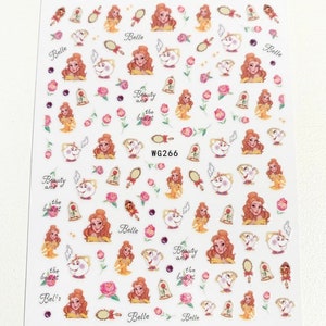 Belle nail stickers / Beauty & the Beast / Disney inspired nail stickers