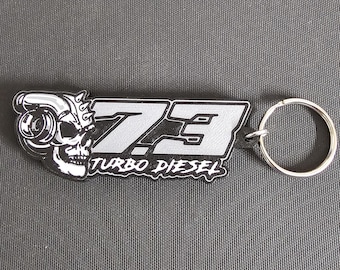 7.3 Powerstroke Skull Keychain – Turbo Diesel Keychain – 3D Printed PLA+ – OBS Ford 7.3L Gift for Truck Lovers – Diesel Truck Accessories