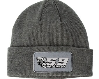 5.9 Turbo Diesel Skull Winter Hat Beanie - First Gen W250 D250 D350 Ramcharger 12 Valve