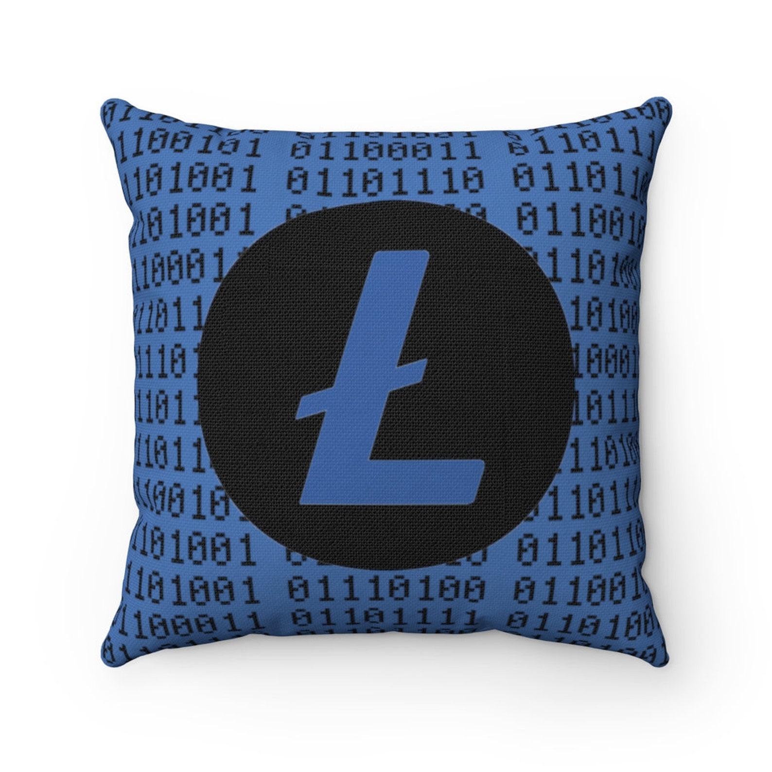 Litecoin Binary Code Pillow LTC Blue Cryptocushion Home Etsy
