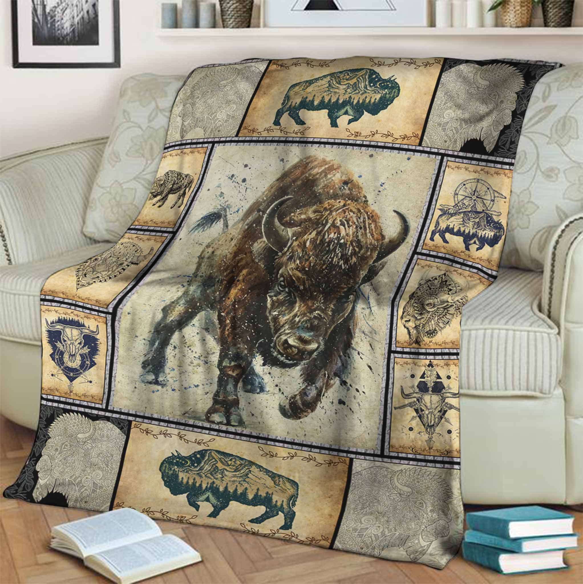 Bison Blanket American Animal Symbol Blanket Gift For Boy Etsy