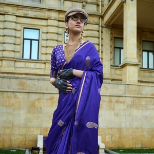 Blue Pure Satin Weaving Silk With Beautiful Butti Design On Saree & Rich Pallu, Perfact for Festival Wear Stylish Sari