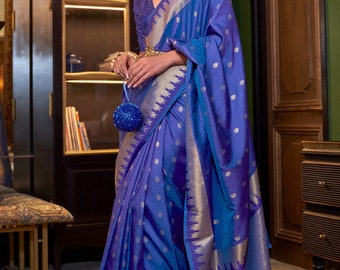 Blue soft weaving silk Saree With Beautiful Rich Pallu & matching Blouse For Wedding,party,festive,casual wear sari