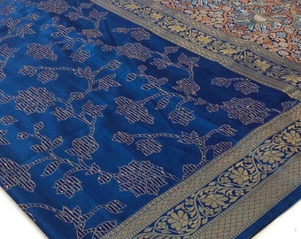 Kasvi Blue Soft Silk Handloom Weaving With Sequins Value Added Saree With Beautiful Rich Pallu & Stitched Blouse For Women Traditional Wear