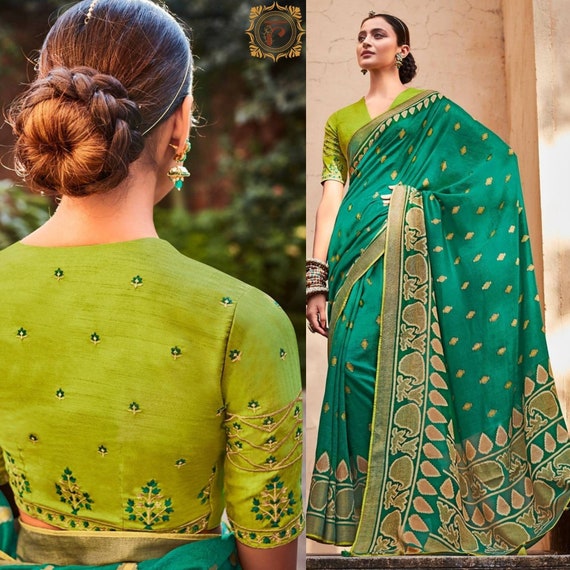 Buy Sea Green BRASSO Silk Beautiful Printed Saree With Designer Online in India - Etsy Buy Sea Green BRASSO Silk Beautiful Printed Saree With Designer Online in India - Etsy