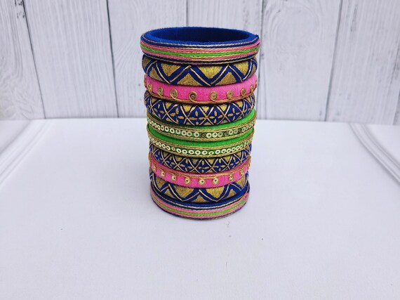 Navratri Special Handmade Bangles Are Craft With Sequence cotton