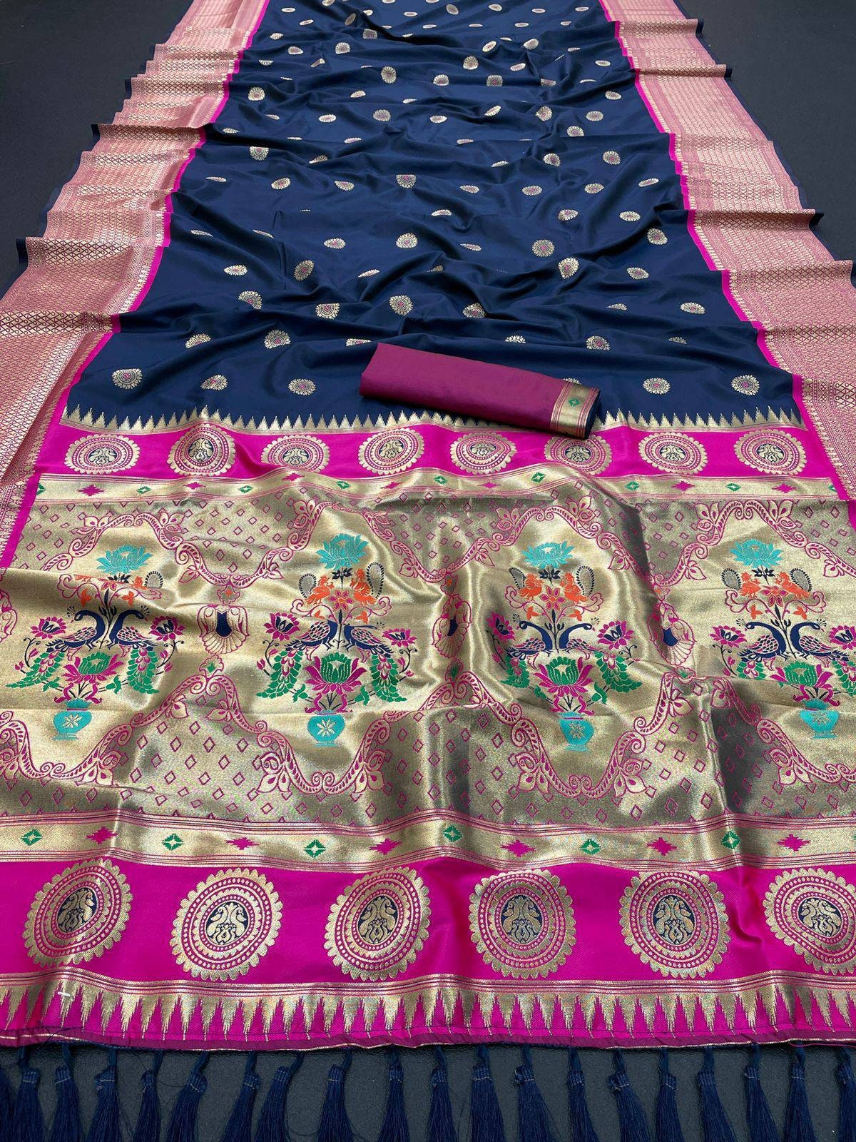 Saree for Occasion PURE KASHMIRI SILK Eye Catching Beautiful Rich pallu & blouse for Women Extra Ordinary Designer Saree Vastragrah Fashion