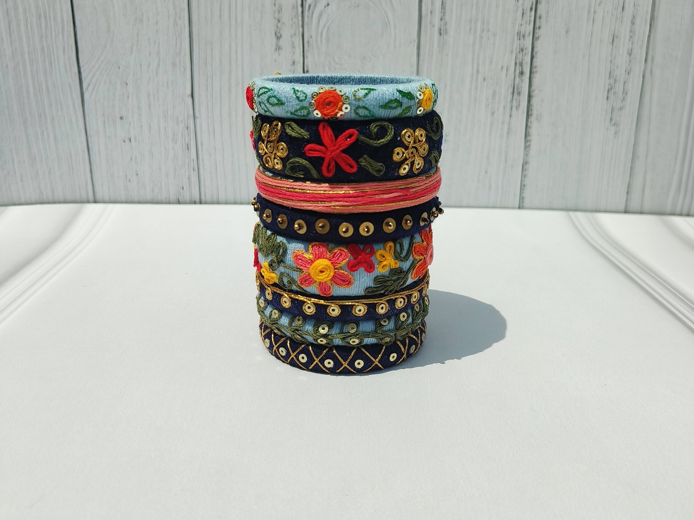 Navratri Special Handmade Bangles Are Craft With Sequence cotton