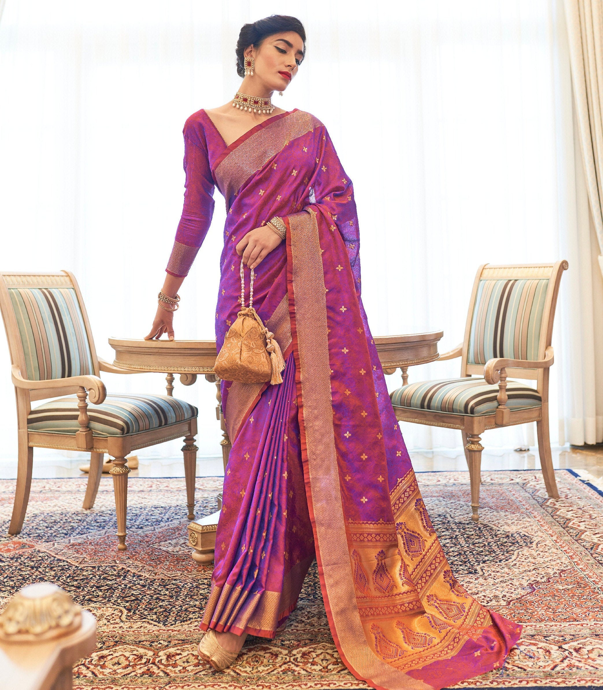 PURE KANJIVARAM SAREES with beautiful rich contrast pallu & Etsy