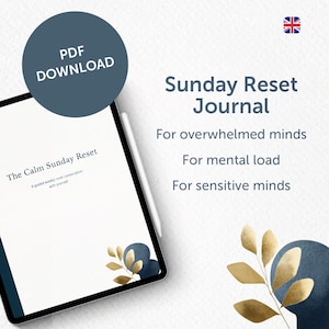 The Calm Sunday Reset – Weekly Reset Planner PDF | Energy-Aware Planning | GoodNotes & A4 Printable | For Overwhelmed Professionals | ENG