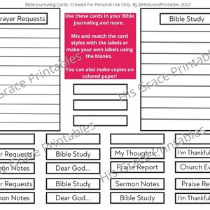 Bible Journaling Cards, His Grace Printables, Digital Bible Journaling