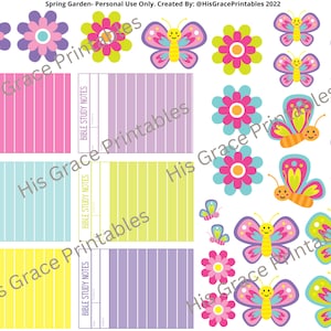 Spring Garden Bible Journaling, Spring Stickers, Faith Stickers