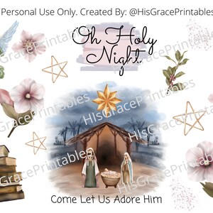 Oh Heilige Nacht- Bibel Journaling druckbar, Digital, Illustrierter Glaube, Planer, Sonntagsschule, Weihnachten druckbar