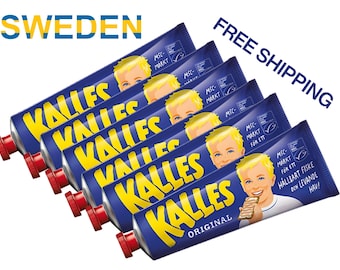 Kalles Kaviar Original 190g, Swedish Kalles Kaviar Creamed Smoked Cod Roe Spread, Made in Sweden, Swedish Food, 190g, scandinavian food