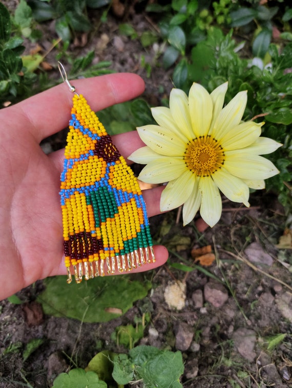 Sunflower cheap beaded earrings