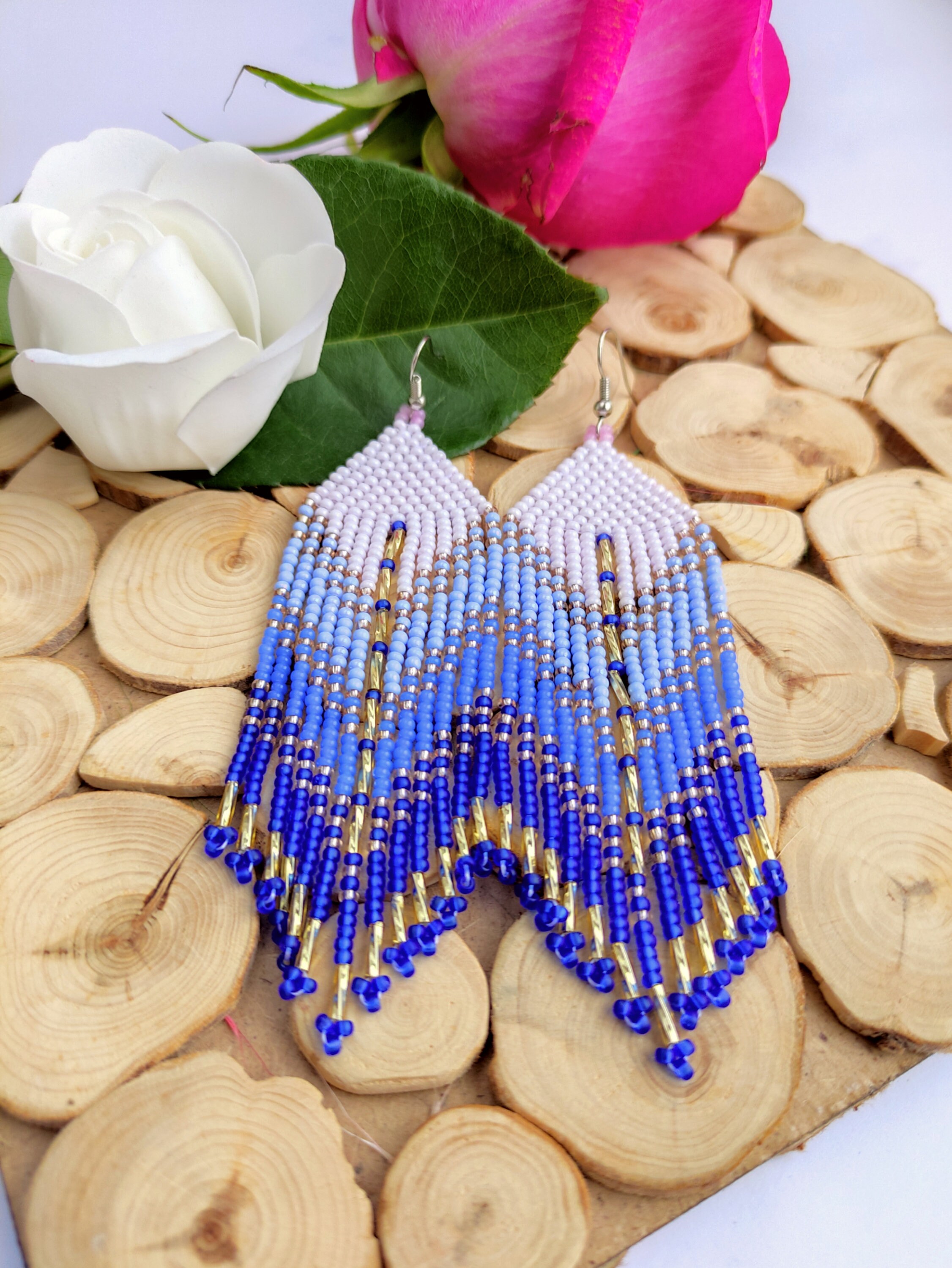 Purple Native Beaded Earrings Indigenous Earrings Beaded Etsy