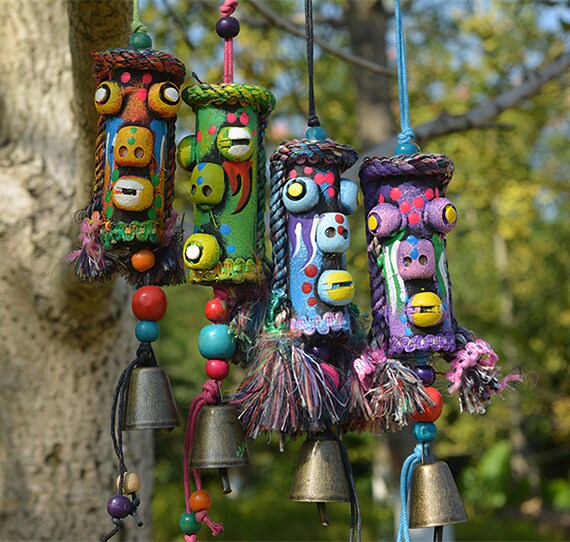 10PCS Grimace Wind Chime Vintage Totem Ethnic style Etsy