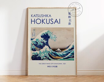 Hokusai Art Print, The Great Wave off Kanagawa by Katsushika Hokusai, Japanese Wall Art, Ukiyo-e Asian Wall Art, Blue & White Poster