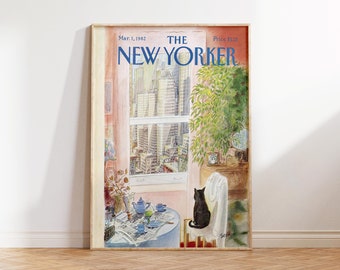 The New Yorker Magazine Cover Print, March 1 - 1982, Trendy Retro Wall Art, Vintage Art Poster, Aesthetic Room Decor