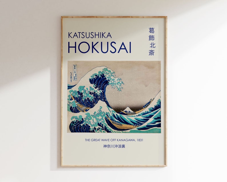 Hokusai Art Print, The Great Wave off Kanagawa by Katsushika Hokusai, Japanese Wall Art, Ukiyo-e Asian Wall Art, Blue & White Poster image 7