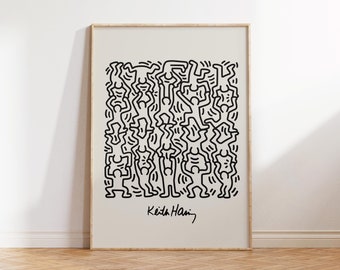 Keith Haring Print, Minimal Pop Art Poster, Modern Iconic Wall Art, Wall Decor Poster, Large Giclee Print, A4, A3, A2, A1