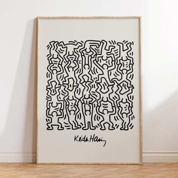 Keith Haring Print, Minimal Pop Art Poster, Modern Iconic Wall Art, Wall Decor Poster, Large Giclee Print, A4, A3, A2, A1