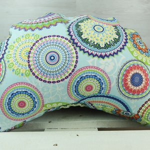 Yoga pillow crescent Mandala various Colours Hellblau-Regenbogen