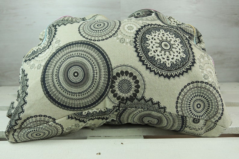 Yoga pillow crescent Mandala various Colours Black