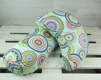 Set of yoga pillows & bolsters made of cotton with mandala pattern "sky blue"