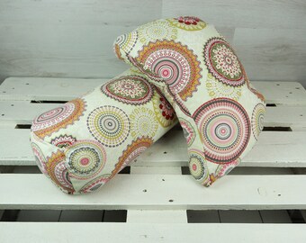 Set of yoga pillows & bolsters made of cotton with mandala pattern "Rosé"