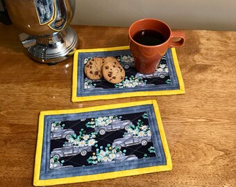 Coaster,Snack Coasters,Classic Truck Fabric,Americana,Country Décor,Quilted Coaster,Fabric Coaster,Auto Décor,Gift Idea