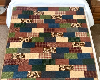 Quilts,Quilted Blanket,Lap Blanket,Quilted Lap Blanket,Wildlife Print,Rustic Quilt,Quilt,Handmade,Gift,Quilted Throw,Lap Quilt