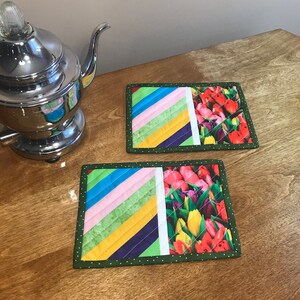 Coasters,Spring Snack Coaster,Tulips,Quilted Coasters,Gift Ideas,Friend Gift,Mug Rug,Drink Coasters,Coffee Mug,Floral Décor