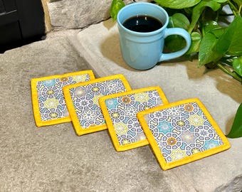 Coasters,Fabric Coasters,Reversible,Mug Rug,Quilted,Spring,Table,Desk,Friend,Drink Rug,Handmade,Teacher,House,Gift for her,Gift Ideas