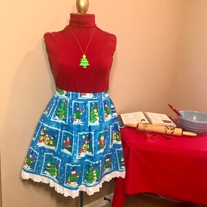Christmas Apron,Holiday Apron,Half Apron,Woman Apron,Adult Apron,Cotton Apron,Cooking Apron,Snowman Apron,Gift idea