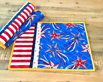 4th of July,Placemats,Quilted Placemats,Country Décor,Table Placemats,Kitchen Décor,Handmade,Table Linen,Gift Idea