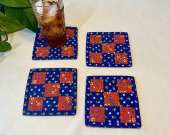 Coasters,Fabric Coasters,Mug Rug,Décor,Quilted,Friend,Drink Mat,Handmade,Housewarming,Teacher,House,Gift for her,Gift Ideas