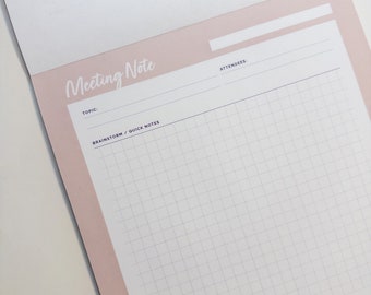 Meeting Minute Notepad(pink version)/ Letter size / 50 sheets