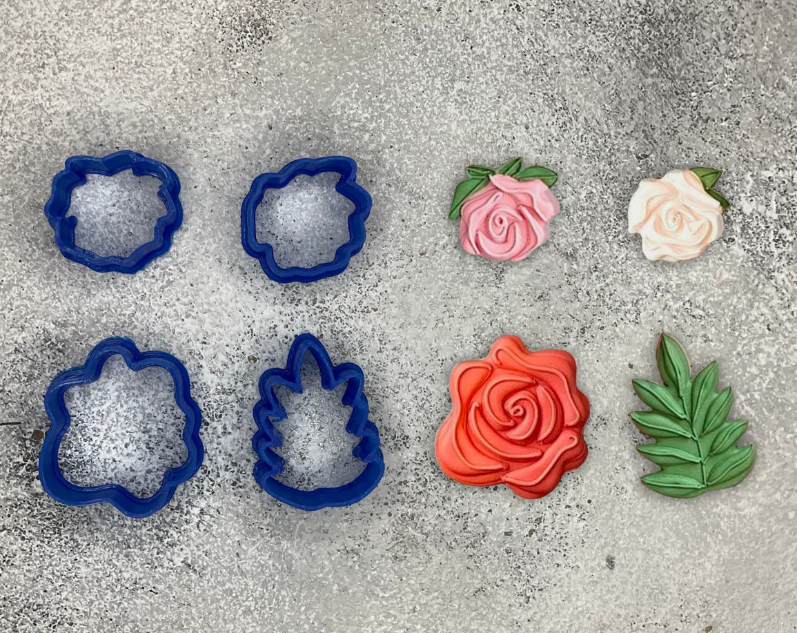 Rose Bouquet Set of 4 Cookie Cutters and Fondant Cutters and Etsy