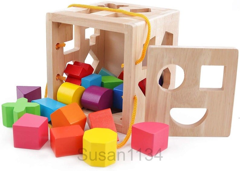 Details about   QZM Shape Sorter Toys with 19 Colorful Wood Geometric Shape Blocks and Sorter So