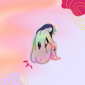 Adesivo Senti il vuoto con spirali d'amore | Adesivo artistico femminista e poetico | impermeabile | Adesivo olografico