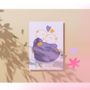 Carte "Viens, on se colle" – Illustration douce et réconfortante - 4 x 6 pouces, finition mate