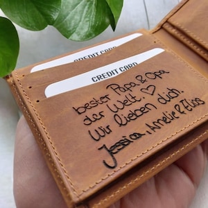 Handschritf Brieftasche,Leder Portemonnaie für Männer,Handschrift Geschenke für Ihn,Graviertes Portemonnaie,Weihnachtsgeschenke, Bild 3