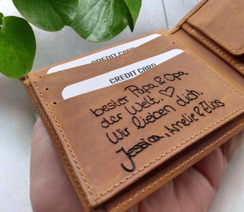 Handschritf Brieftasche,Leder Portemonnaie für Männer,Handschrift Geschenke für Ihn,Graviertes Portemonnaie,Weihnachtsgeschenke, Bild 3