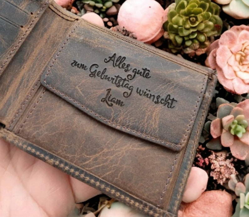 Handschritf Brieftasche,Leder Portemonnaie für Männer,Handschrift Geschenke für Ihn,Graviertes Portemonnaie,Weihnachtsgeschenke, Bild 6